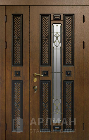 Фото «Входная дверь нестандартных размеров с массивом дерева со стеклом №353»